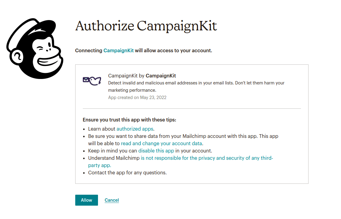 Connect CampaignKit with your Mailchimp account