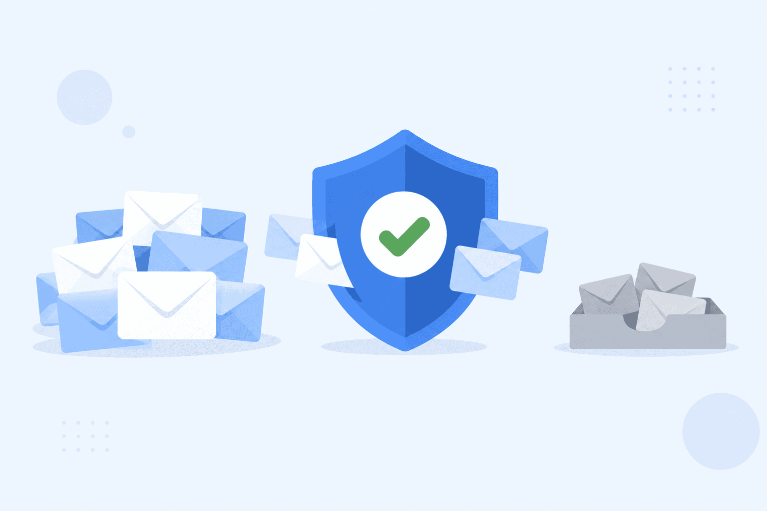 Illustration of the three-step flow: export the list, verify it, suppress the flagged addresses